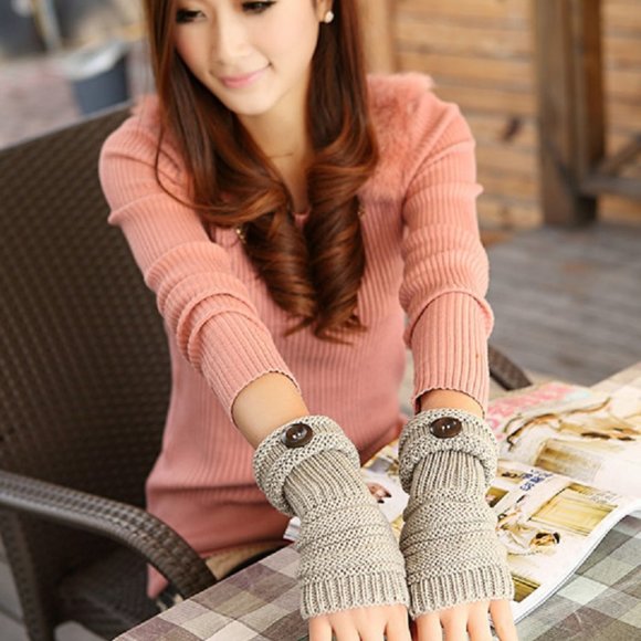 Ladies Open fingers Knitted Gloves Fashion Gloves - Picture 7 of 7